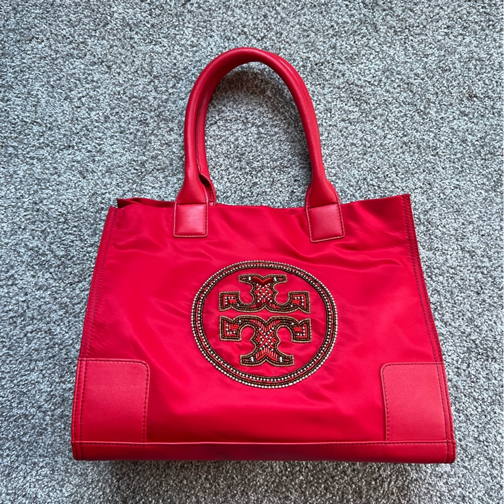 NWOT rare beaded Tory Burch small Ella tote